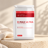 D-Max Ultra packaging in a softly lit premium studio setting