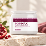 PomMax – Premium Pomegranate Extract packaging in a softly lit premium studio setting