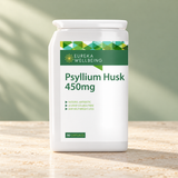 Psyllium Husk 450mg in original packaging on pale stone